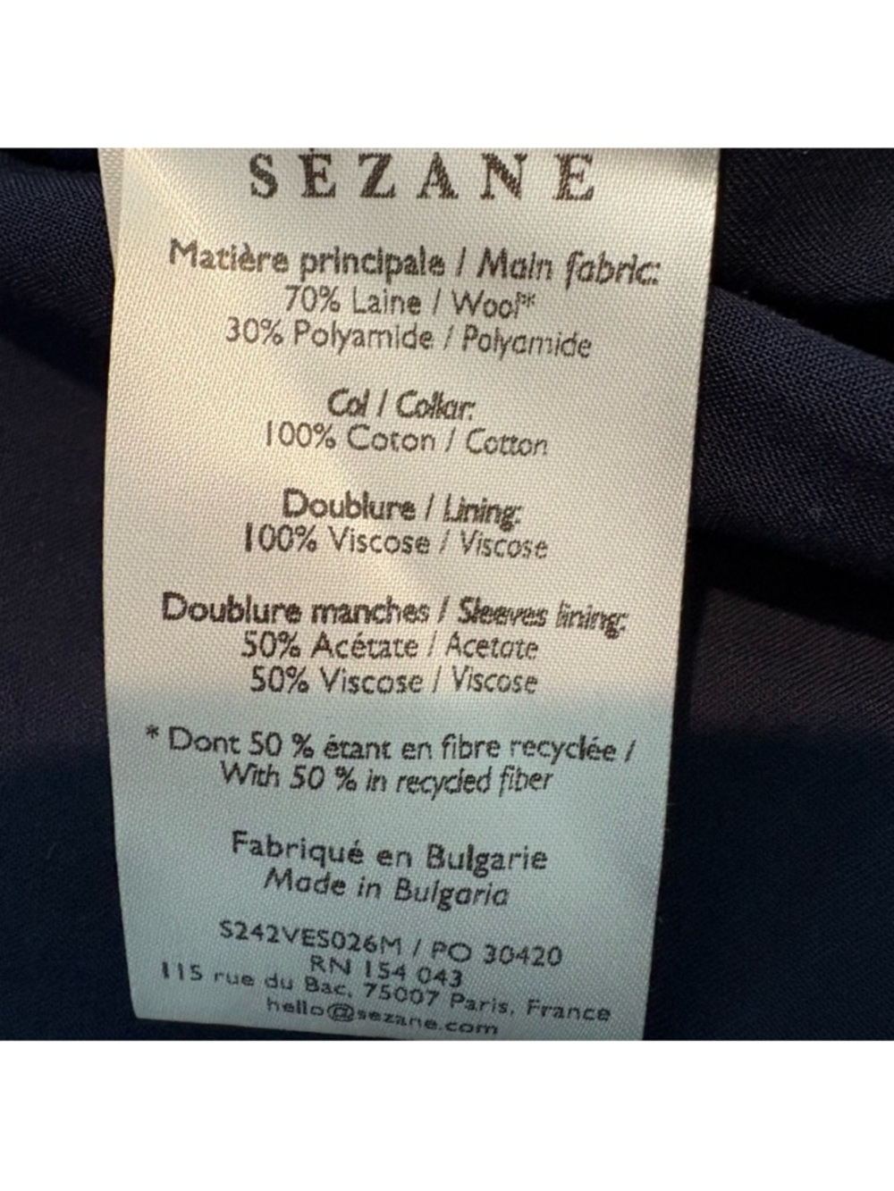 SEZANE Checked Blazer with Corduroy Collar in Tan and Cream - Picture 8 of 8